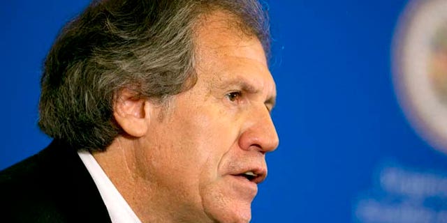 FILE - In this June 15, 2015 file photo, the new secretary general of the Organization of American States (OAS), former Uruguay Foreign Minister Luis Almagro, speaks to the general assembly in the Hall of the Americas at the OAS in Washington. Almagro has called for an urgent meeting of the Permanent Council of the hemispheric organization to analyze whether Venezuela has suffered an alteration of constitutional order. The announcement was published on the OAS website on Tuesday, May 31, 2016. (AP Photo/Jacquelyn Martin, File)