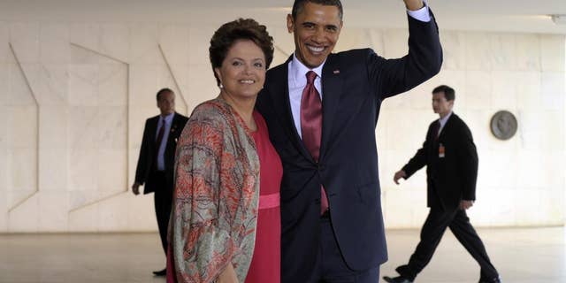 AP Image/Presidents Rousseff and Obama in Brazil Saturday March 19, 2011