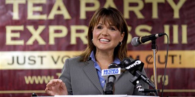 FILE: Delaware Republican Senate candidate Christine O'Donnell addresses supporters during a Tea Party Express news conference in Wilmington, Del., on Sept. 7.