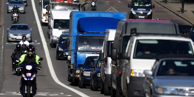 July 30, 2012: Motorists head into central London during the morning rush hour on the first week-day of full competition of the 2012 Summer Olympics.