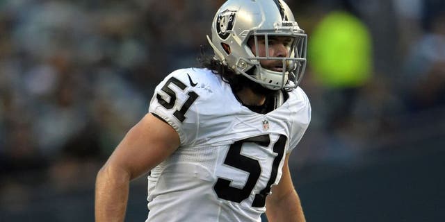 Sep 3, 2015; Seattle, WA, USA; Oakland Raiders linebacker Ben Heeney (51) during the preseason game against the Seattle Seahawks at CenturyLink Field. Mandatory Credit: Kirby Lee-USA TODAY Sports