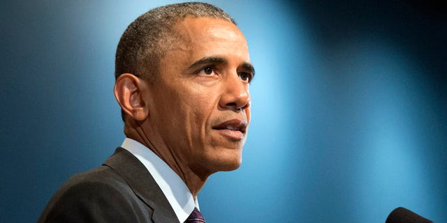 MCLEAN, VA - APRIL 24: US President Barack Obama speaks at a ceremony marking the 10th anniversary of the formation for the Office of the Director of National Intelligence, at it's headquarters on April 24, 2015 in McClean, Virginia. (Photo by Kevin Dietsch-Pool/Getty Images)