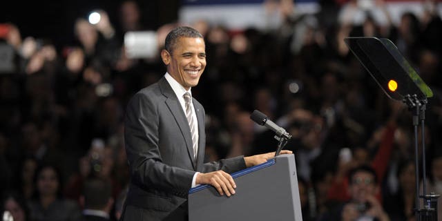 Feb. 16, 2012: President Barack Obama speaks at the Nob Hill Masonic Center in San Francisco.