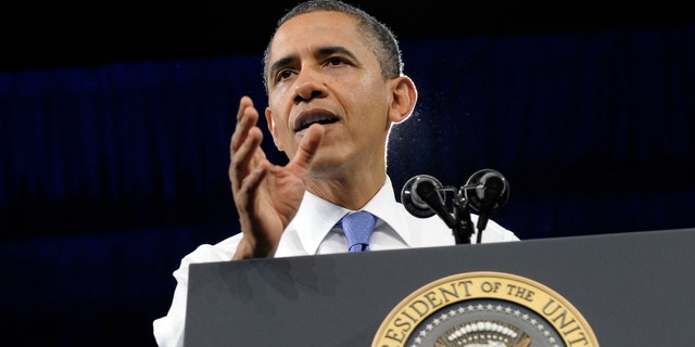 President Barack Obama speaks at the University of Miami Field House in Coral Gables, Fla., Thursday, Feb. 23, 2012. (AP Photo/Susan Walsh)