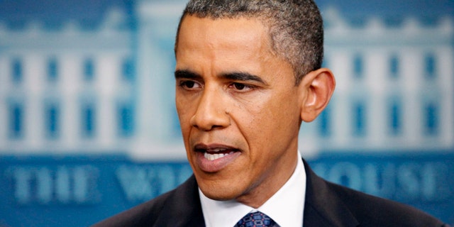 In this photo taken July 22, 2011, President Barack Obama makes a statement in the Brady Briefing Room at the White House in Washington on the break down of debt ceiling talks. "We might as well do it now," Obama admonished, urging Congress to buckle down to the task. "Pull off the Band-Aid, eat our peas." he said in an apt metaphor, one in a spiral of rhetorical one-upmanship that has had all sides stretching for new analogies and catchy one-liners to sway public opinion. (AP Photo/Manuel Balce Ceneta)