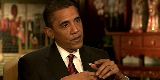 President Obama is interviewed by Fox News' Major Garrett in China, 111809. (FNC)