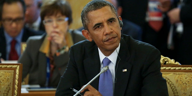FILE: Sept. 5, 2013: President Obama attends a working session of the G20 Summit in Constantine Palace in Strelna near St. Petersburg, Russia.