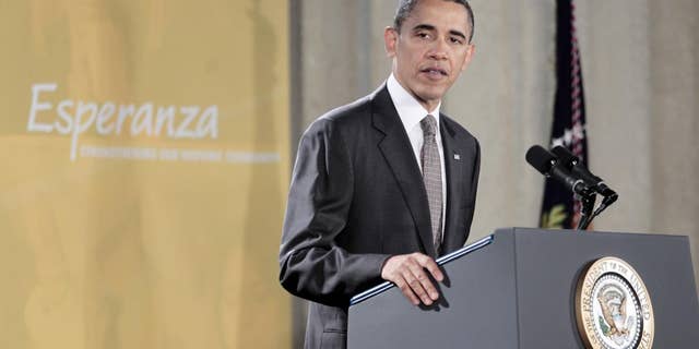 President Barack Obama delivers remarks at the National Hispanic Prayer Breakfast at the Mellon Auditorium in Washington, Thursday, May 12, 2011. (AP Photo/Pablo Martinez Monsivais)