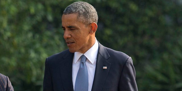 Jan. 25, 2015: President Obama in the gardens of the Hyderabad House in, New Delhi, India.