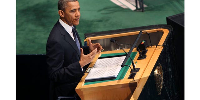 Sept. 25, 2012: President Obama addresses the 67th session of the General Assembly at United Nations headquarters.