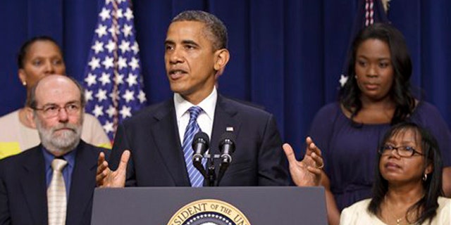 Friday, August 3, 2012: President Barack Obama talks about taxes in Eisenhower Executive Office Building in Washington.