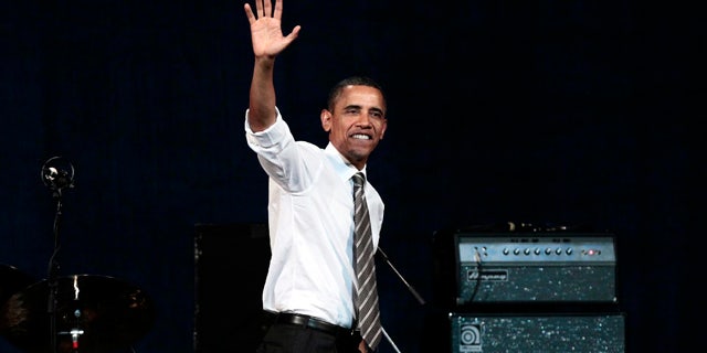Sept. 25: President Barack Obama walks off stage after speaking at a Democratic fundraiser at the Paramount Theater in Seattle.