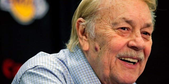 Aug. 17, 2010 - FILE photo of Los Angeles Lakers owner Jerry Buss during an NBA basketball news conference in Bell Gardens, Calif.