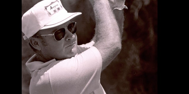 In this April 23, 1977, file photo, Miller Barber hits during the first round of the New Orleans Open golf tournament in New Orleans. Barber, the unique-swinging golfer who made the most combined starts on the PGA and Champions tours, died Tuesday, June 11, 2013, the PGA said on Wednesday.