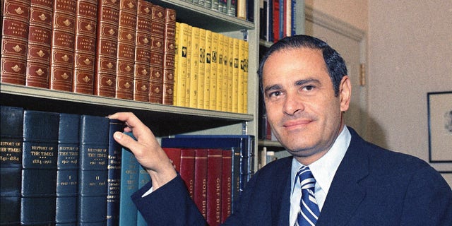 March 2, 1973: This file photo shows New York Times publisher Arthur Ochs Sulzberger in his office in New York.