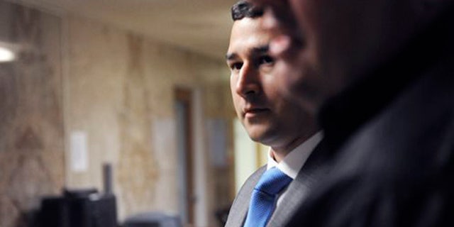 Fired Texas trooper Brian Encinia arrives at the courtroom March 22, 2016, in Hempstead, Texas.