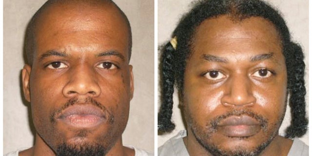 FILE - This file photo combo of images provided by the Oklahoma Department of Corrections shows Clayton Lockett, left, and Charles Warner. (AP Photo/Oklahoma Department of Corrections, File)