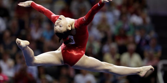 July 1, 2012: Kyla Ross competes in the floor exercise event during the final round of the women's Olympic gymnastics trials, in San Jose, Calif.