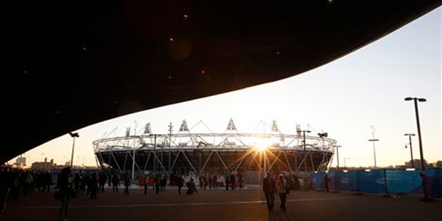 Feb. 23, 2012: The London 2012 Olympic Stadium is seen at about sunset at the Olympic Park in London.