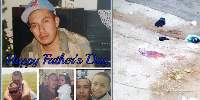 Left: Omar Abrego and his kids; Right: The scene of the crime. (Photo: Courtesy the Abrego family)
