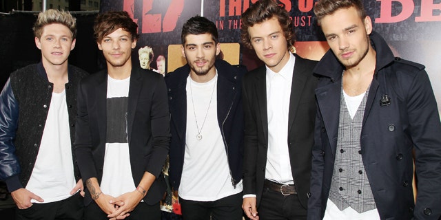 Aug. 26, 2013: Members of One Direction, from left, Niall Horan, Louis Tomlinson, Zayn Malik, Harry Styles, and Liam Payne at the premiere of the film "One Direction:This Is Us," at the Ziegfeld Theatre in New York.