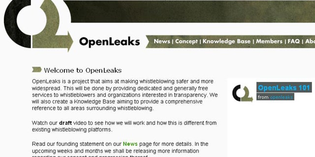 The website for WiiLeaks-competitor OpenLeaks.org, which launched Thursday after information about the site was itself leaked.