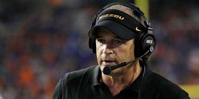 Oct 18, 2014; Gainesville, FL, USA; Missouri Tigers head coach Gary Pinkel during the second half against the Florida Gators at Ben Hill Griffin Stadium. Missouri Tigers defeated the Florida Gators 42-13. Mandatory Credit: Kim Klement-USA TODAY Sports