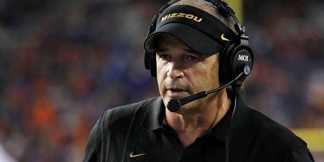 Oct 18, 2014; Gainesville, FL, USA; Missouri Tigers head coach Gary Pinkel during the second half against the Florida Gators at Ben Hill Griffin Stadium. Missouri Tigers defeated the Florida Gators 42-13. Mandatory Credit: Kim Klement-USA TODAY Sports