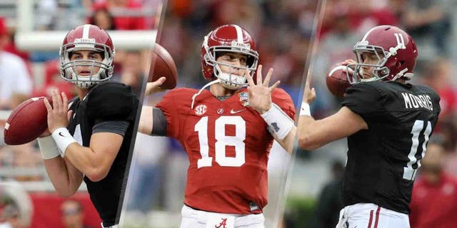 With the Badgers coming to visit Saturday, the Crimson Tide still have three different quarterbacks sharing the No. 1 spot on the depth chart: Jake Coker (left), Cooper Bateman (center) and Alec Morris.