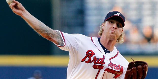Aug 25, 2015; Atlanta, GA, USA; Atlanta Braves starting pitcher Mike Foltynewicz (48) throws a pitch against the Colorado Rockies in the first inning at Turner Field. Mandatory Credit: Brett Davis-USA TODAY Sports