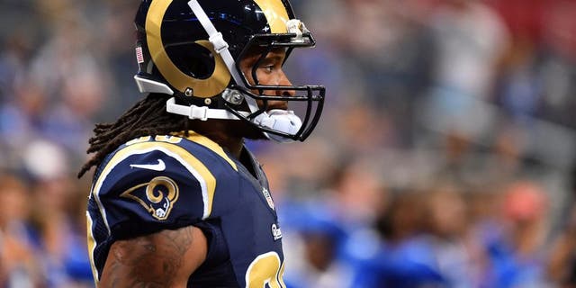 Aug 29, 2015; St. Louis, MO, USA; St. Louis Rams running back Todd Gurley (30) during warmups before the game between the St. Louis Rams and the Indianapolis Colts at the Edward Jones Dome. Mandatory Credit: Jasen Vinlove-USA TODAY Sports