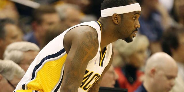 Mar 7, 2016; Indianapolis, IN, USA; Indiana Pacers guard Ty Lawson (10) waits to check into the game against the San Antonio Spurs at Bankers Life Fieldhouse. Mandatory Credit: Brian Spurlock-USA TODAY Sports