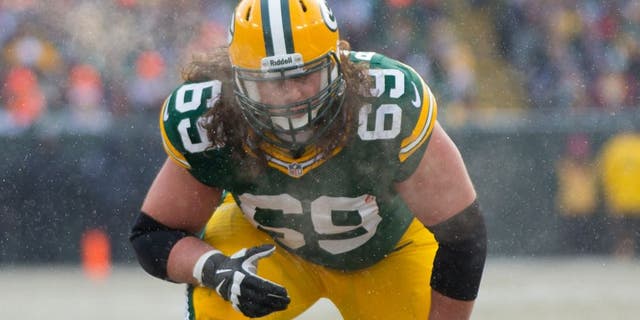 Green Bay Packers offensive tackle David Bakhtiari (69) during the game against the Atlanta Falcons at Lambeau Field. Green Bay won 22-21.