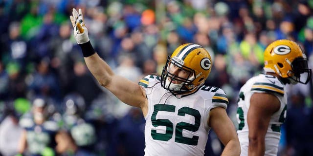 The Green Bay Packers' Clay Matthews reacts during the first half of the NFC championship game in Seattle.