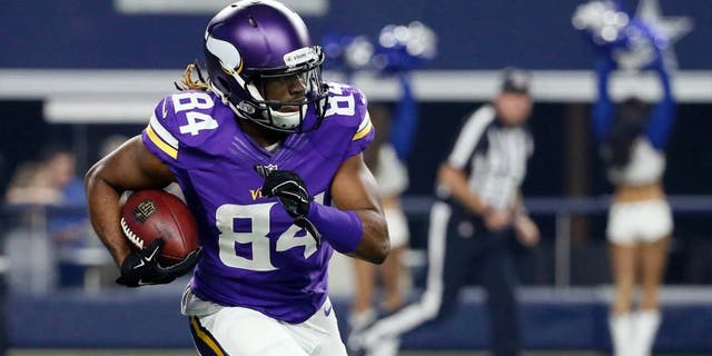 Minnesota Vikings wide receiver Cordarrelle Patterson makes a 107-yard touchdown on a kick-off return against the Dallas Cowboys during the first half of a preseason game Saturday, Aug. 29, 2015, in Arlington, Texas.