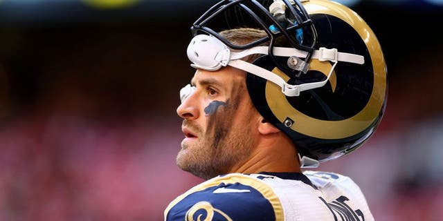 Dec 8, 2013; Phoenix, AZ, USA; St. Louis Rams defensive end Chris Long prior to the game against the Arizona Cardinals at University of Phoenix Stadium. Mandatory Credit: Mark J. Rebilas-USA TODAY Sports