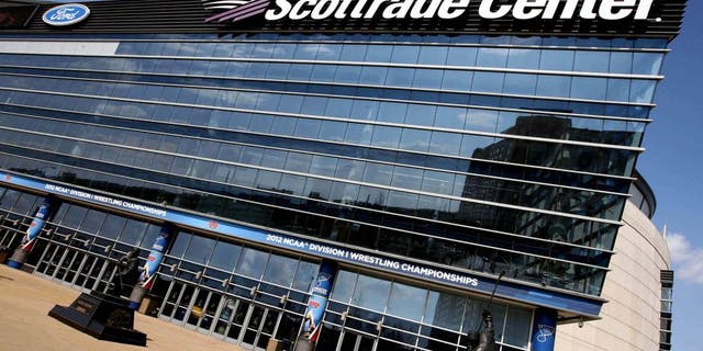 March 14, 2012; St. Louis, MO, USA; A general exterior view of the Scottrade Center a day prior to the 2012 division I wrestling championships. Mandatory Credit: Andrew Carpenean-USA TODAY Sports