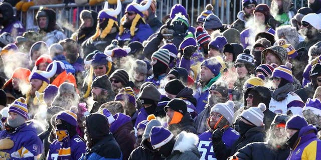 Jan 10, 2016; Minneapolis, MN, USA; Steam from the breath of fans is seen in the stands in the second half of a NFC Wild Card playoff football game between the Minnesota Vikings and the Seattle Seahawks at TCF Bank Stadium. Mandatory Credit: Brace Hemmelgarn-USA TODAY Sports