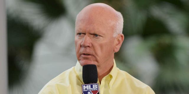 Dec 6, 2012; Nashville, TN, USA; Minnesota Twins general manager Terry Ryan is interviewed on the MLB Network during the Major League Baseball winter meetings at the Gaylord Opryland Hotel. Mandatory credit: Don McPeak-USA TODAY Sports