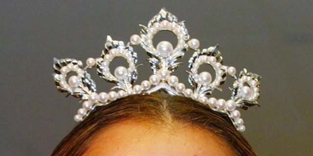 The Miss USA crown on top of 2003 Miss USA, Susie Castillo, August 6, 2003. (Photo by Matt Peyton/Getty Images for Disney)