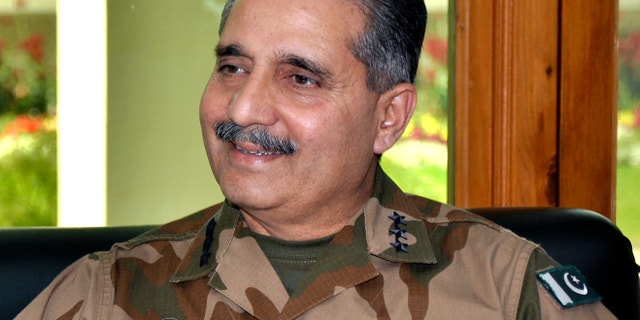 May 7, 2012: The commander of Pakistan's forces along the frontier Lt. Gen. Khalid Rabbani smiles during an interview with The Associated Press in Peshawar, Pakistan.