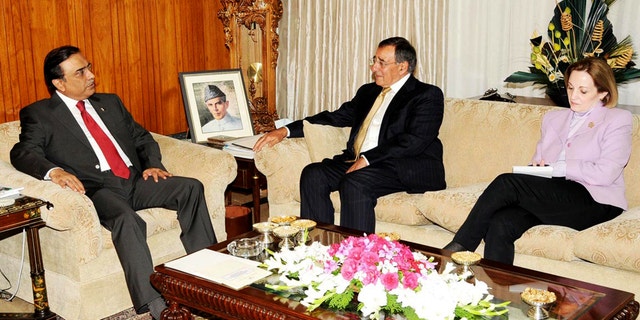 Spet. 30, 2012: Pakistan's President Asif Ali Zardari, left, meets Director of the US Central Intelligence Agency Leon Panetta in Islamabad, Pakistan.