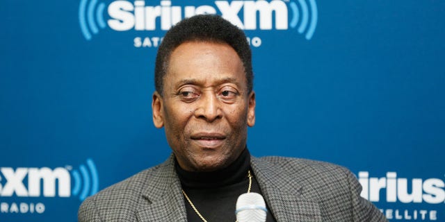 NEW YORK, NY - APRIL 02:  Soccer legend Pele takes part in a SiriusXM 'Town Hall' special with host Seamus Malin on SiriusXM's FC channel at the SiriusXM Studio on April 2, 2014 in New York City.  (Photo by Cindy Ord/Getty Images for SiriusXM)