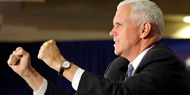 Republican VP candidate, Indiana Gov. Mike Pence on Oct. 31, 2016, in Cocoa, Fla.
