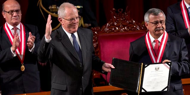 Pedro Pablo Kuczynski during a ceremony in Lima, Peru, Tuesday, June 28, 2016.