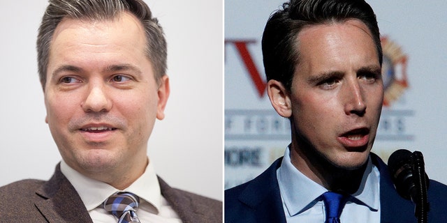 Underdog Republican Senate candidate Austin Petersen (left) warned President Trump on Tuesday against going all-in for primary rival Josh Hawley (right) in Missouri