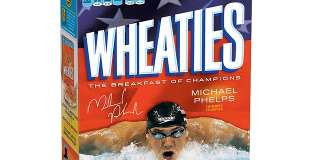 Aug. 16. 2012: This image provided by General Mills shows a limited-edition box of Wheaties featuring Michael Phelps.