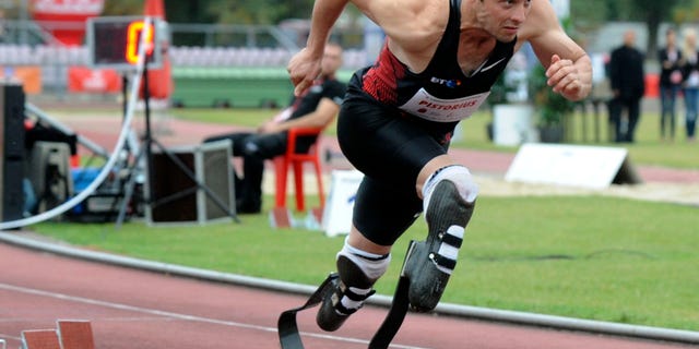 Sept. 20, 2011: In this file photo, South Africa's Oscar Pistorius runs in a 400 meter race in Warsaw, Poland.