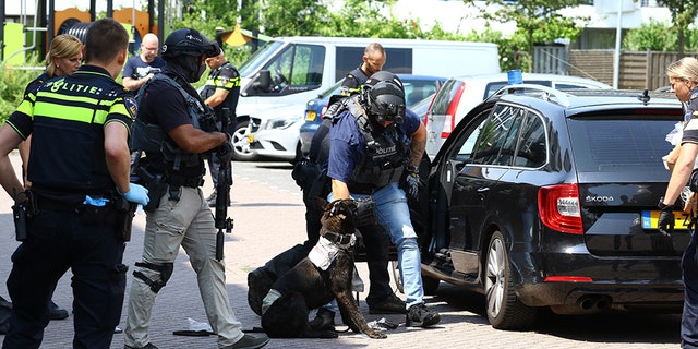 A K-9 officer died on Wednesday after it was stabbed by a Syrian man who police say shouted "Allahu akbar" from an apartment balcony in the Netherlands.