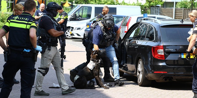 A K-9 officer died on Wednesday after it was stabbed by a Syrian man who police say shouted "Allahu akbar" from an apartment balcony in the Netherlands.